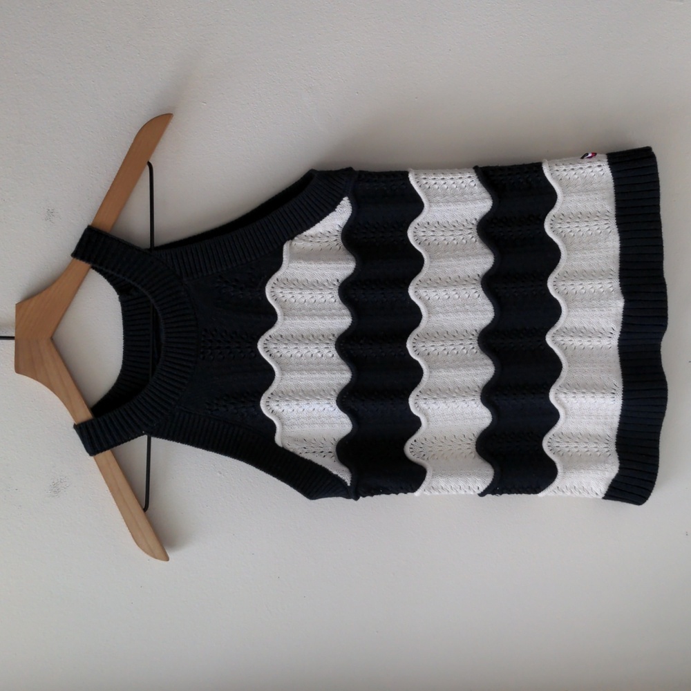 Tommy Hilfiger Sleeveless Stripe Sweater Navy Blue White XS